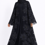 Black Luxury Occasion Abaya – Floral Embroidered abaya