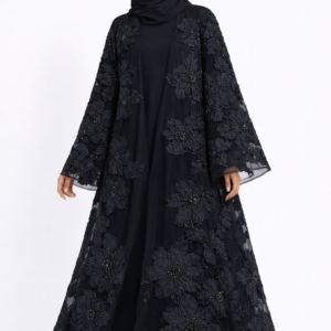 Black Luxury Occasion Abaya – Floral Embroidered abaya