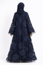 Blue Luxury Occasion Abaya – Floral Embroidered abaya