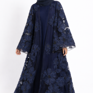 Blue Luxury Occasion Abaya – Floral Embroidered abaya