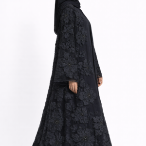 Black Luxury Occasion Abaya – Floral Embroidered abaya