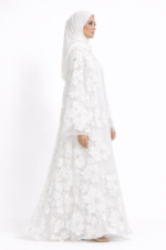 White Luxury Occasion Abaya – Floral Embroidered Abaya