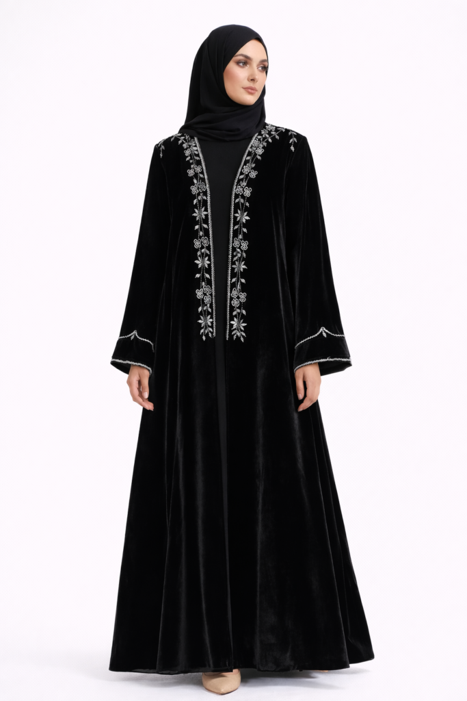 Velvet Handmade Abaya – Elegant Dubai Luxury Handwork Abaya