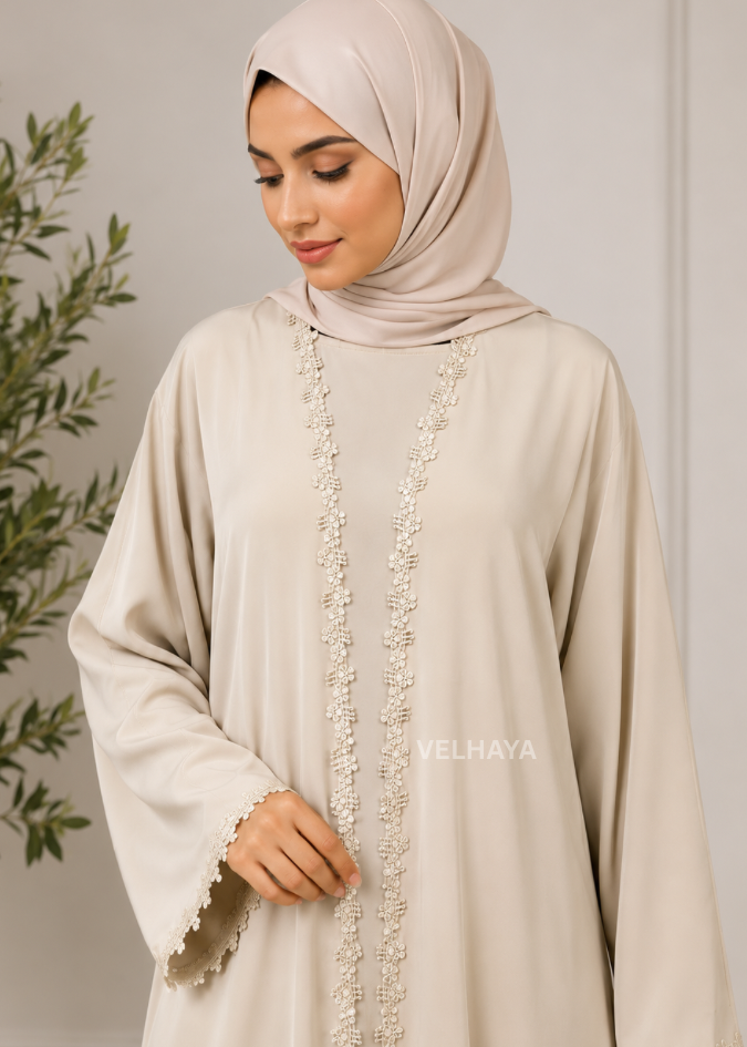 Elegant Arabic Style Open Abaya – Luxury Dubai Fashion