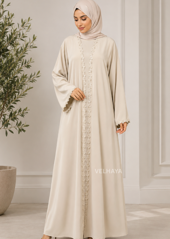 Elegant Arabic Style Open Abaya – Luxury Dubai Fashion