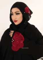 Luxury Handwork Open Abaya – Red floral Dubai Modest Fashion
