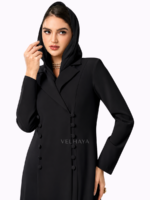 Modern Blazer Abaya for Women – Black Formal Trench Abaya