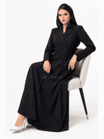 Modern Blazer Abaya for Women – Black Formal Trench Abaya
