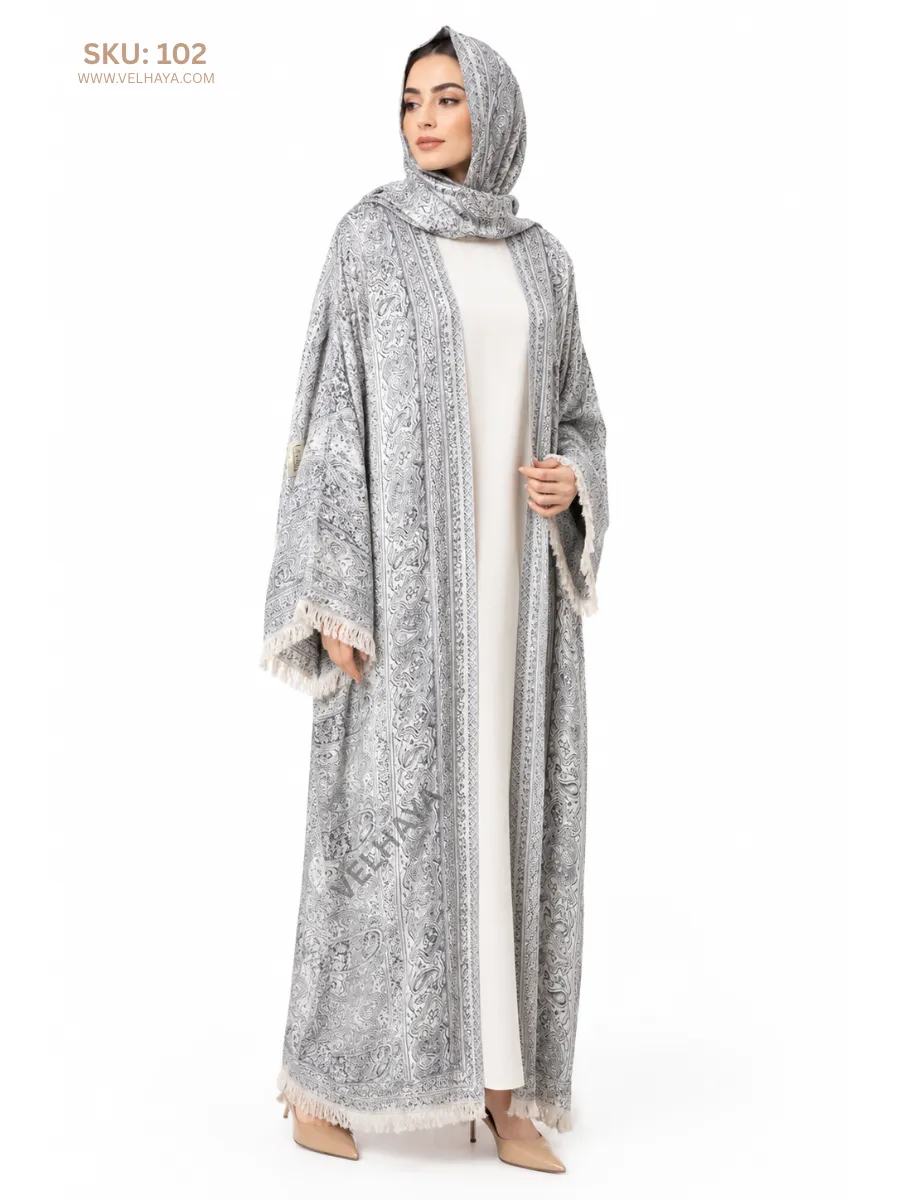 Stonework Pashmina Abaya With Inner Dress – Soft & Comfortable Dubai Style Abaya