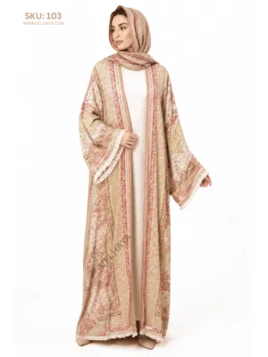 Stonework Pashmina Abaya With Inner Dress – Soft & Comfortable Dubai Style Abaya
