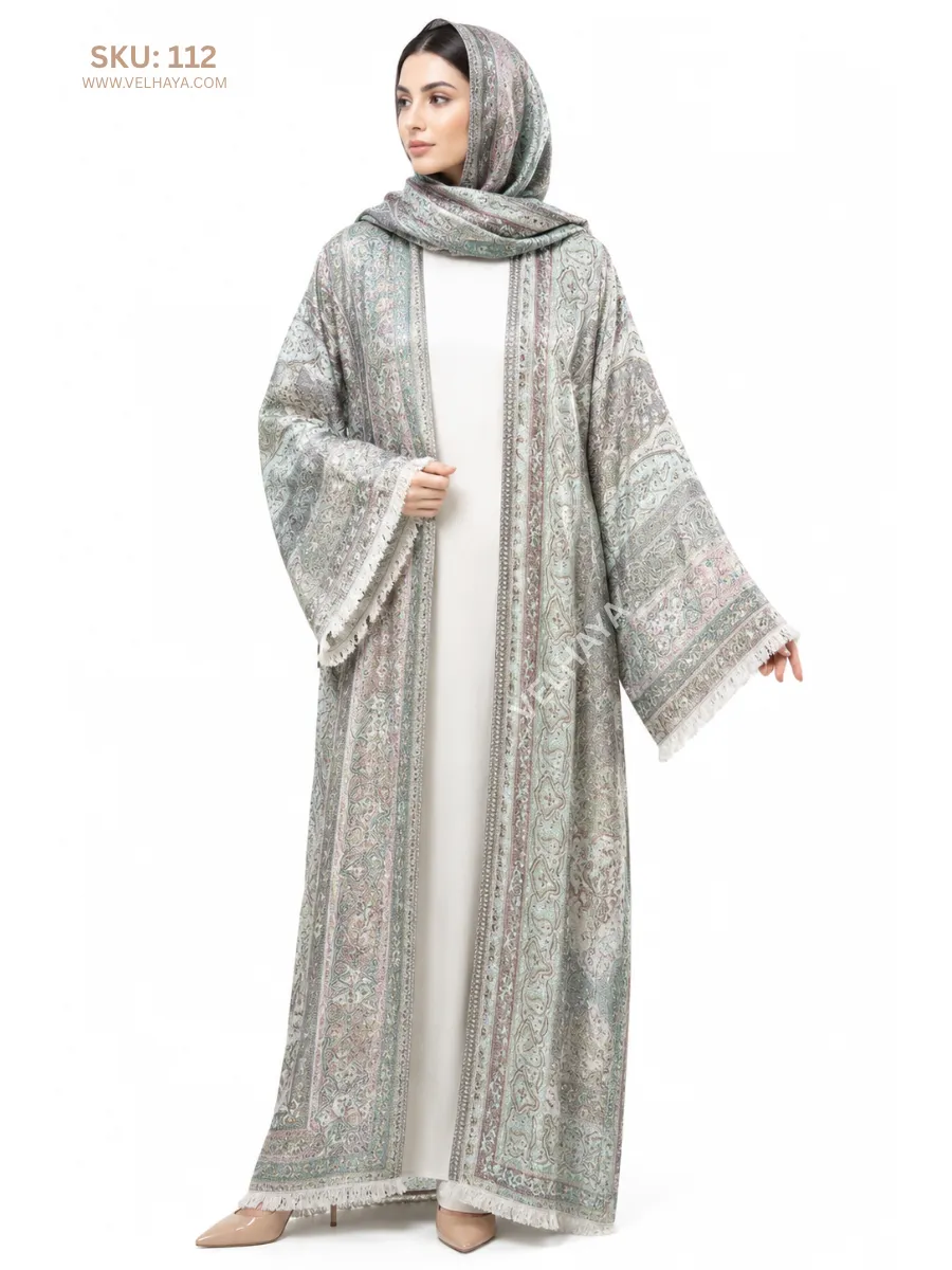 Trending Stonework Pashmina Abaya - Elegant Dubai Abaya for Modest Fashion 112