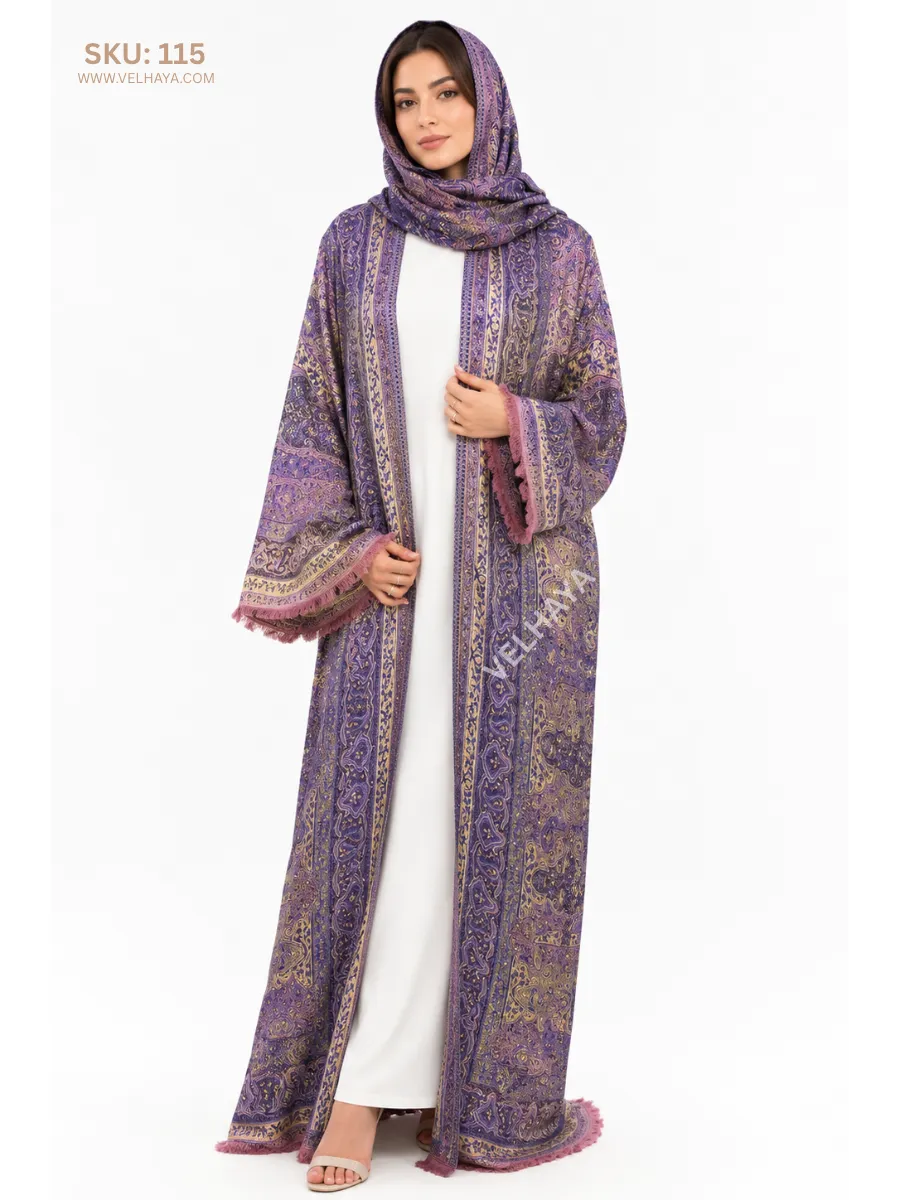 Trending Stonework Pashmina Abaya - Elegant Dubai Abaya for Modest Fashion 115